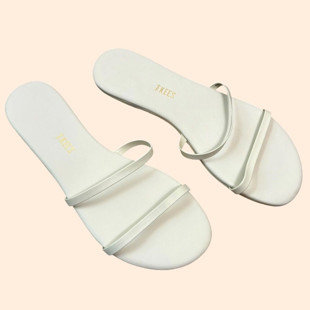 TKEES Gemma White Slide Sandals